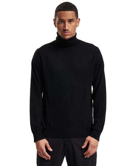Suéter BARO Connery de cuello alto de merino para hombre, negro