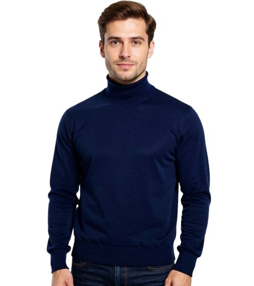 BARO Men's Connery Merino Turtleneck Sweatshirt, Navy Blue