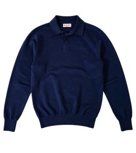 BARO Herren Mcenroe Merino-Sweatshirt mit Kent Kragen Polo-Sweater Marineblau