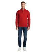 Felpa con colletto in lana merino Baro McEnroe - Elegante maglione da uomo in morbida lana merino - Rosso