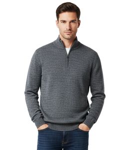 Baro Palmer Merino Herren Zip Hoody Troyer-Pullover Grau