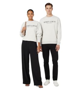 Sporty & Rich Unisex California Crewneck Sweatshirt - Baumwollpullover Grau/Navy