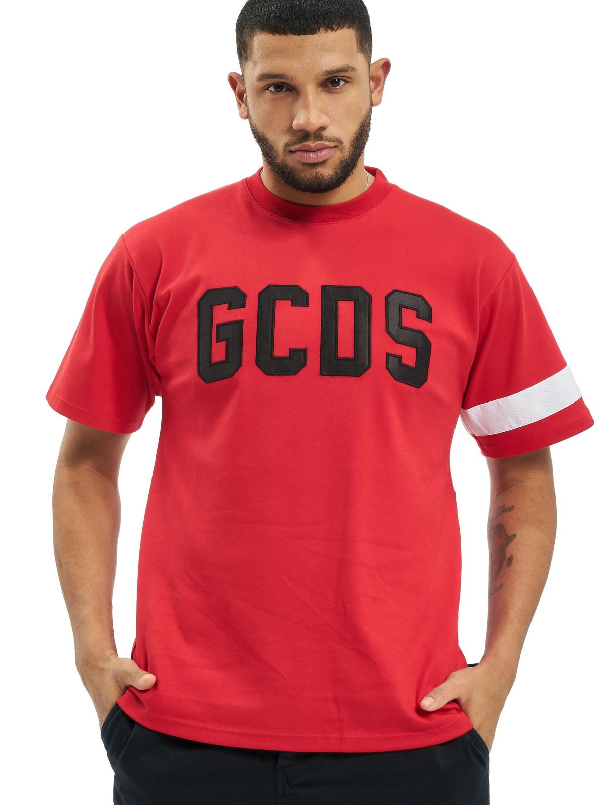 Maglietta rossa con logo GCDS