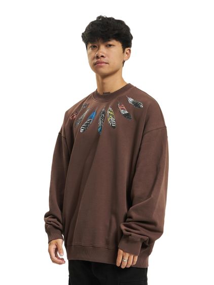 Pull confort Marcelo Burlon Collar Feathers marron