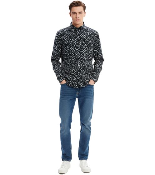Chemise A.P.C. Paul pour homme, en velours côtelé de coton à motif floral, manches longues, noire/multicolore