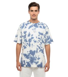 T-shirt da uomo in cotone A.P.C. con stampa batik - Adrien Tee Bianco/Indaco
