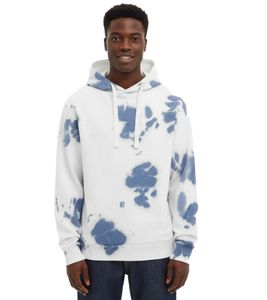 A.P.C. Victor Dye Hoodie Handgefärbter Tie-Dye Kapuzenpullover aus Baumwolle in Indigo Weiß/Blau