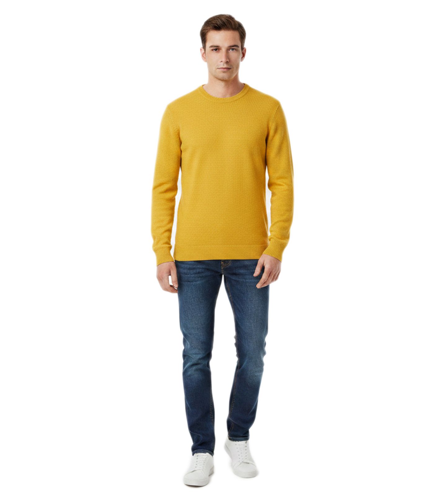 Maglione da uomo Baro Cousteau in lana merino - Elegante maglione di design in morbida lana merino, giallo