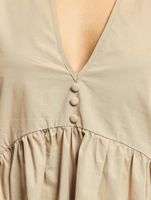 Missguided V-neck poplin button-front smock dress, brown