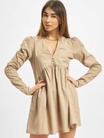 Missguided V-neck poplin button-front smock dress, brown