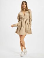 Missguided V-neck poplin button-front smock dress, brown
