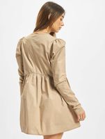 Missguided V-neck poplin button-front smock dress, brown