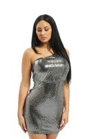 Missguided one-shoulder puff-sleeve mini dress in silver