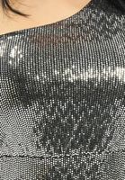 Missguided one-shoulder puff-sleeve mini dress in silver