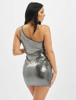 Missguided one-shoulder puff-sleeve mini dress in silver