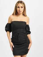 Missguided Gerüschtes Kleid aus Baumwollpopeline in Schwarz