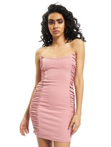 Robe courte à volants latéraux en crêpe scuba rose Missguided