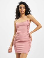 Missguided pink scuba crepe side ruffle mini dress