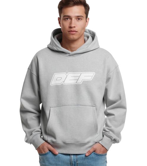 Felpa con cappuccio da uomo DEF MERCH con tasca a marsupio, Felpa con cappuccio e grande stampa Souvenir Microchip, Grigio