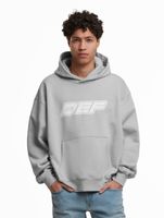 DEF MERCH Hoodie für Herren mit Kängurutasche Kapuzen-Pullover mit großem Print Souvenir Mikrochip Grau