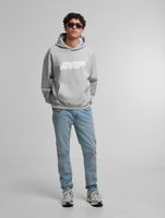 DEF MERCH Hoodie für Herren mit Kängurutasche Kapuzen-Pullover mit großem Print Souvenir Mikrochip Grau