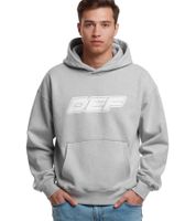 DEF MERCH Hoodie für Herren mit Kängurutasche Kapuzen-Pullover mit großem Print Souvenir Mikrochip Grau