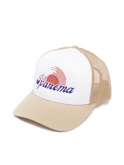 DWD Studioz Unisex Ipanema Trucker Cap with Large Embroidery Summer Cap for Women or Men Light Beige