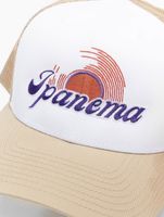 Cappellino da camionista unisex Ipanema DWD Studioz con grande ricamo, estivo, per donna o uomo, beige chiaro