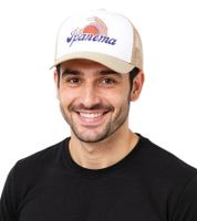 Cappellino da camionista unisex Ipanema DWD Studioz con grande ricamo, estivo, per donna o uomo, beige chiaro