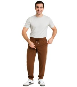 Pantaloni da jogging da uomo DWD Studioz Tapioca con strisce laterali retrò, marroni