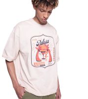 DWD Studioz Ipanema Herren T-Shirt Rundhals-Shirt mit großem Front-Print Baumwoll-Shirt Beige