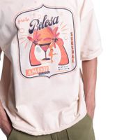 DWD Studioz Ipanema Herren T-Shirt Rundhals-Shirt mit großem Front-Print Baumwoll-Shirt Beige