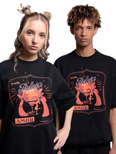T-shirt unisexe DWD Studioz Ipanema Girl pour femme ou homme, col rond, grand imprimé sur le devant, noir