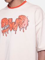 DWD Studioz Herren Drip Logo T-Shirt mit Logo-Frontprint Rundhals-Shirt Baumwoll-Shirt Beige