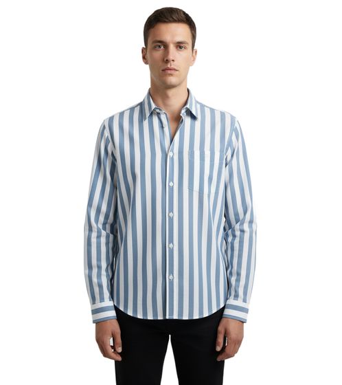 Chemise d'été rayée Ami Alexandre Mattiussi, chemise boutonnée, style décontracté, blanc/bleu