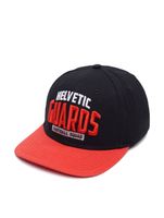 Gorras snapback de la Liga Europea de Fútbol Helvetic Guards en negro intenso/tomate