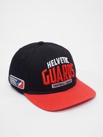 Gorras snapback de la Liga Europea de Fútbol Helvetic Guards en negro intenso/tomate