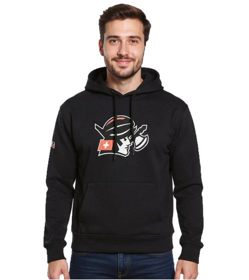 European League Of Football – ELF Helvetic Guards 1 Herren Kapuzenpullover Baumwoll-Sweater Schwarz