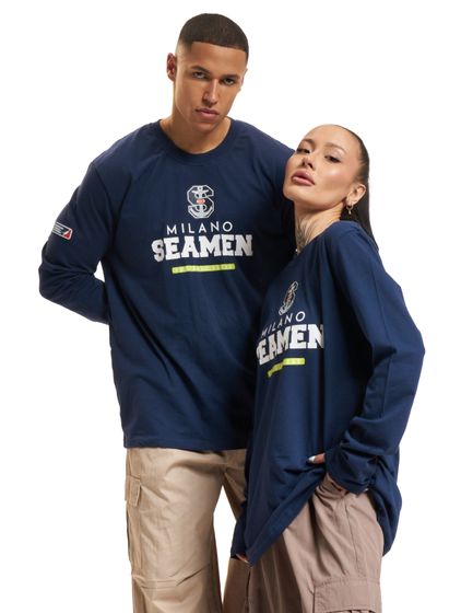 European League Of Football Milano Seamen 1 Long Sleeve Shirt Parade Blue
