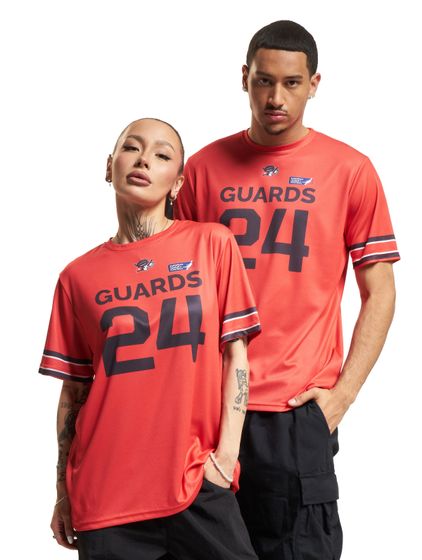 European League Of Football Helvetic Guards Unisex Trikot mit „GUARDS 24“ Aufdruck Sport-Shirt Rot