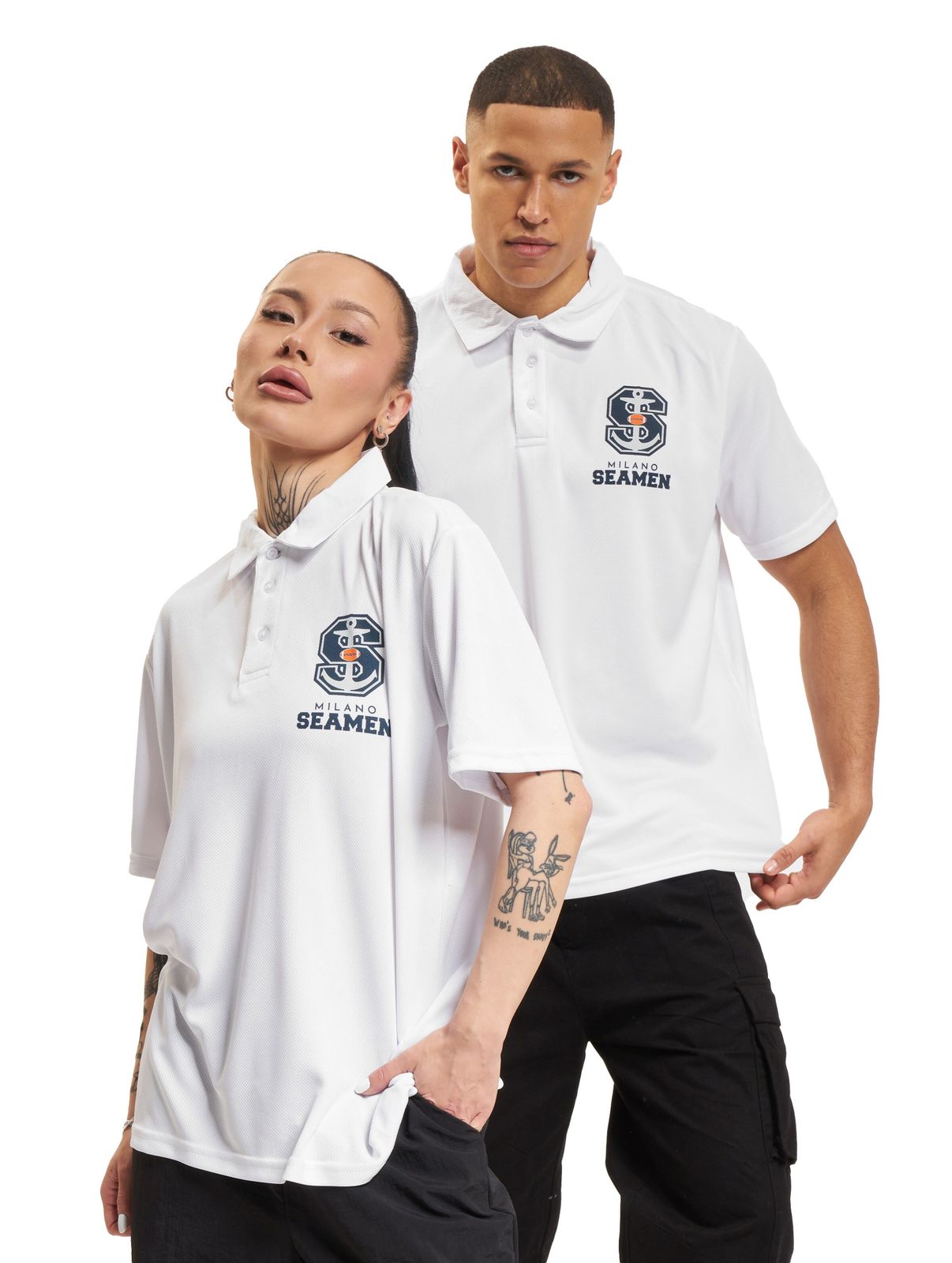 Polo da marinaio Milano della European League of Football, bianco brillante