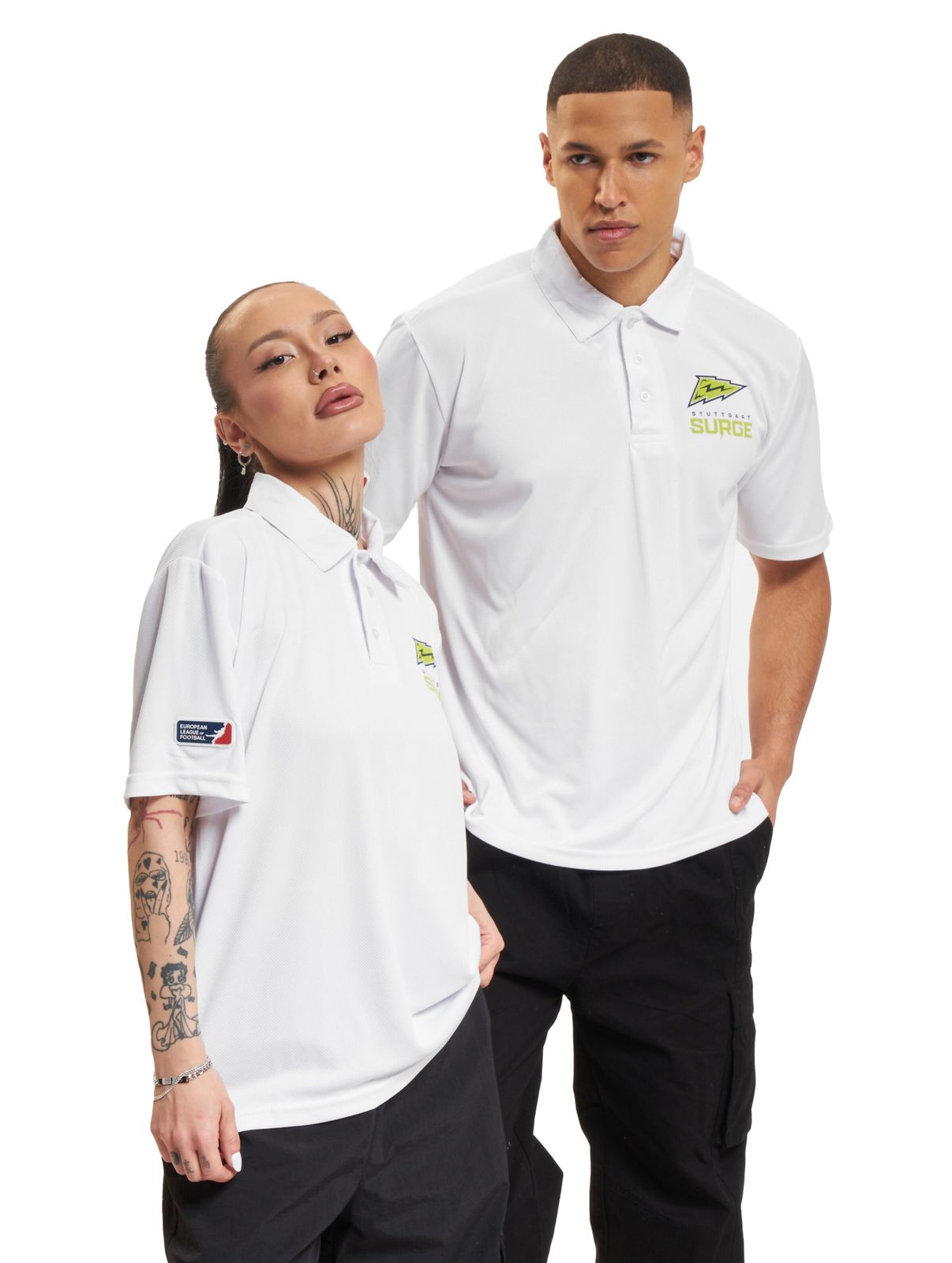 Poloshirt Stuttgart Surge della European League of Football, bianco brillante