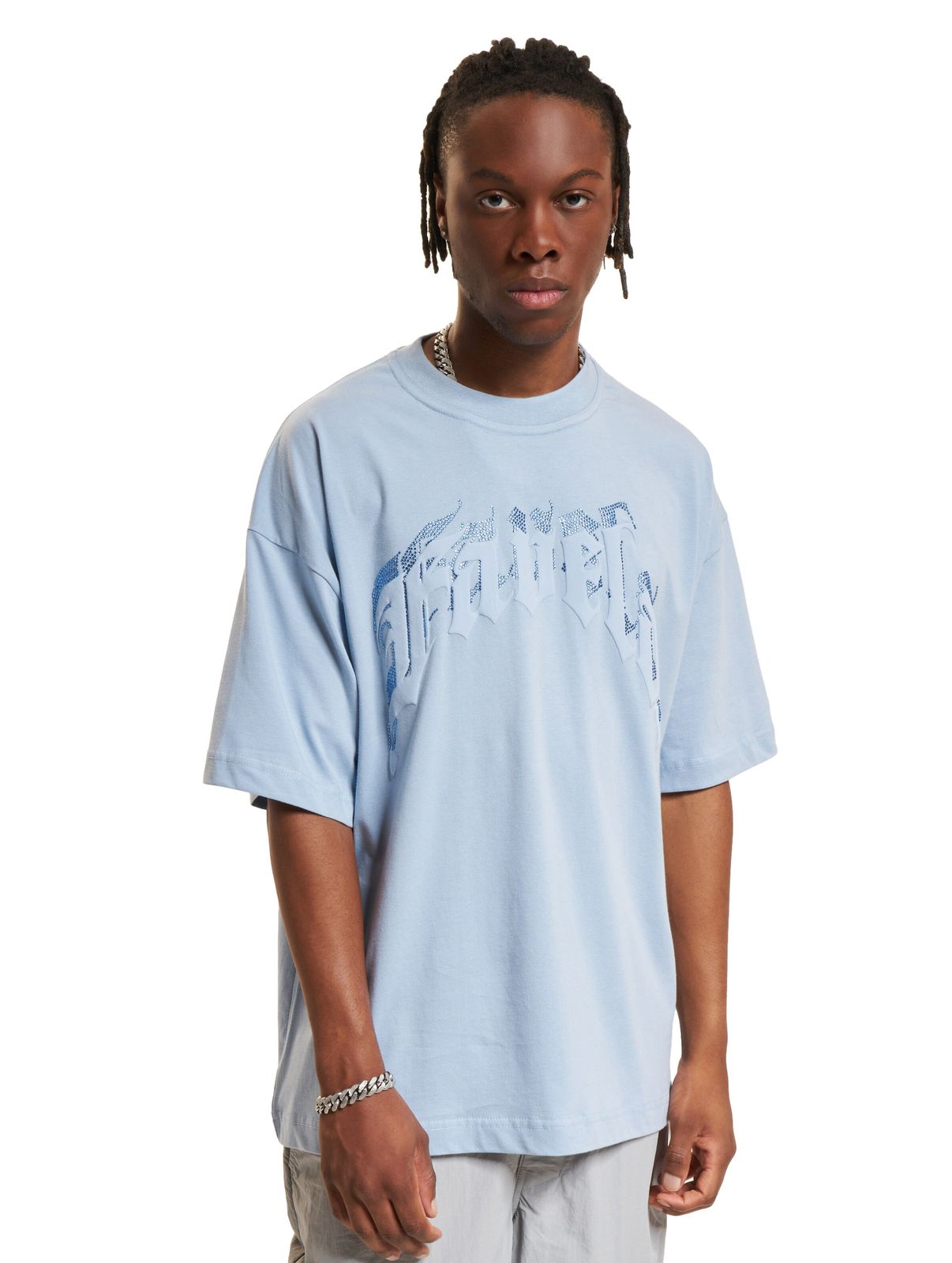 Magliette Favela Aves con strass blu vintage