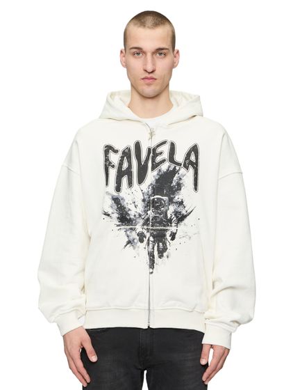 Felpa con cappuccio Favela Astronaut Frontzip con zip color vaniglia