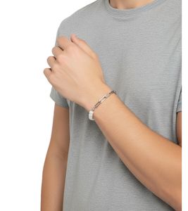 Pulsera híbrida unisex fainz, elegante, de acero inoxidable con cuentas y perlas.