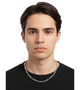 Collar de alambre fainz, plateado, unisex, moderno, de acero inoxidable con efecto alambre