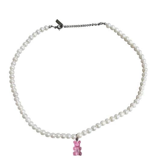 fainz Bär Perlenkette Unisex Perlenkette Erdbeermilchshake 