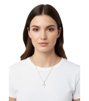 Collar con Cruz de Plata fainz, Unisex, Elegante, de Acero Inoxidable con Colgante de Cruz