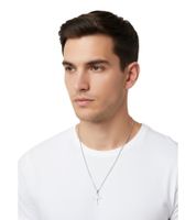 Collar con Cruz de Plata fainz, Unisex, Elegante, de Acero Inoxidable con Colgante de Cruz