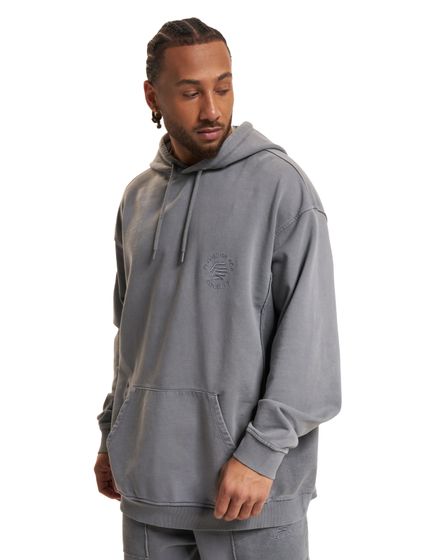 FLORES PARA LA SOCIEDAD Sudadera básica con capucha gris lavado